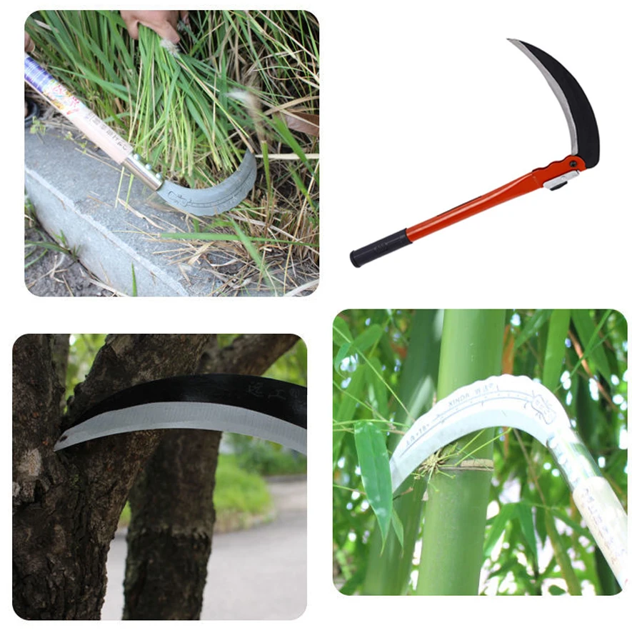 

Thickened Folding Sickle Light Garden Weeding Sickle Manganese Steel Sharp Long Handle Hand Sickle Harvesting Gardening Tools