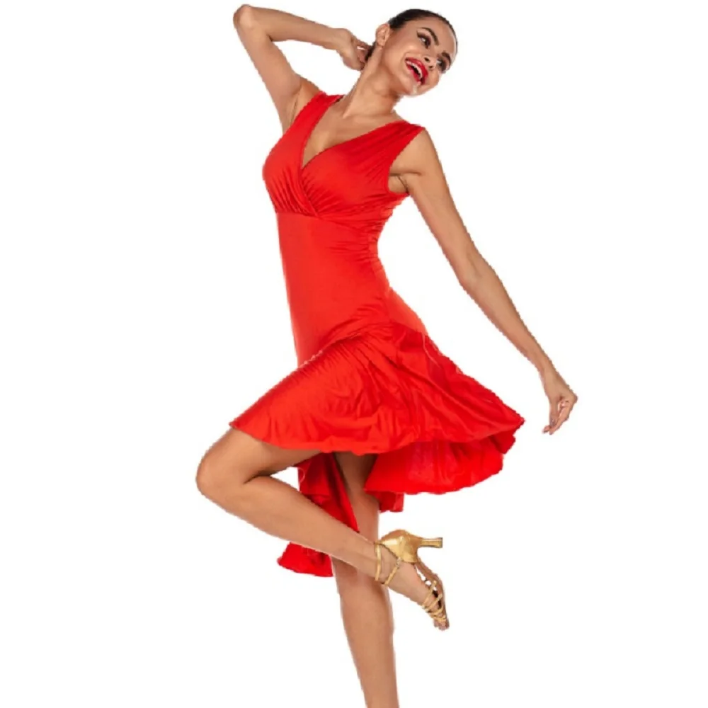 Женское облегающее платье для латиноамериканских танцев красное винтажное