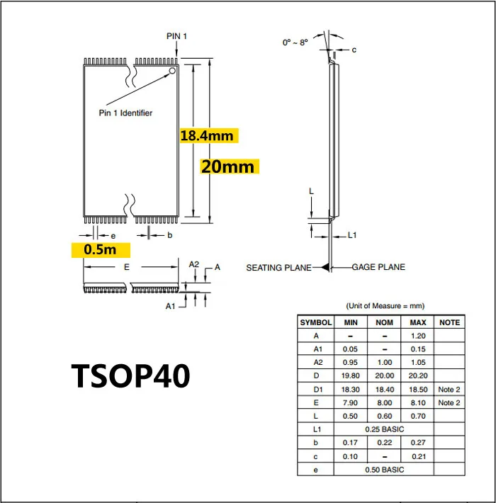 TSOP40 TSOP32 ic socket SMT SMD 0, 5  18, 4/20  6353P1 980020-40-XX