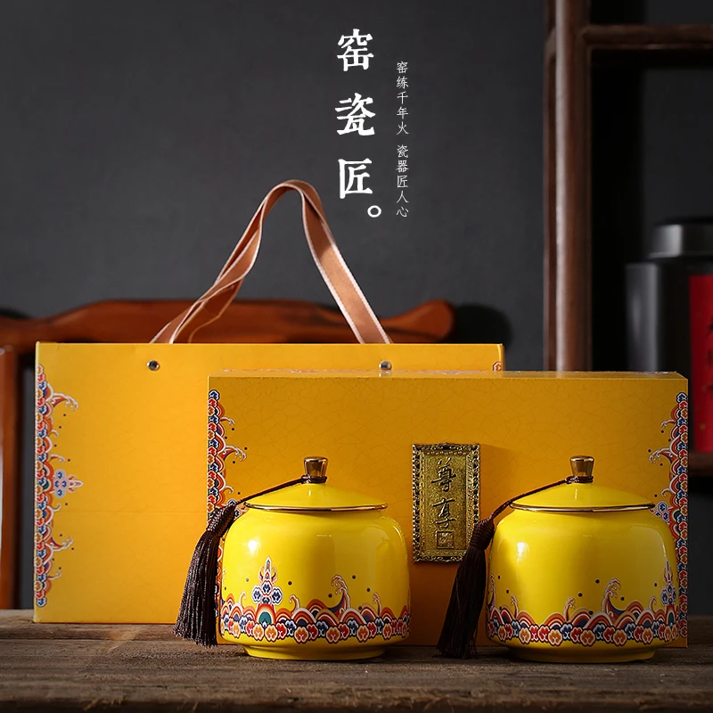 Chinese Style Tea Caddy Tin Ceramics Storage Tanks Kitchen Food Container Tea Jar Container Boite A The Kitchen Organizer BC50CG