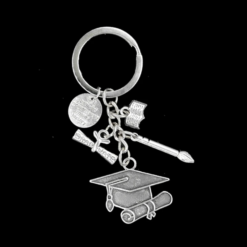 

1PCS New Handmade Personality Student Supplies Writing Brush / Tape Measure / Compass Metal Keychain Teacher Student Gift