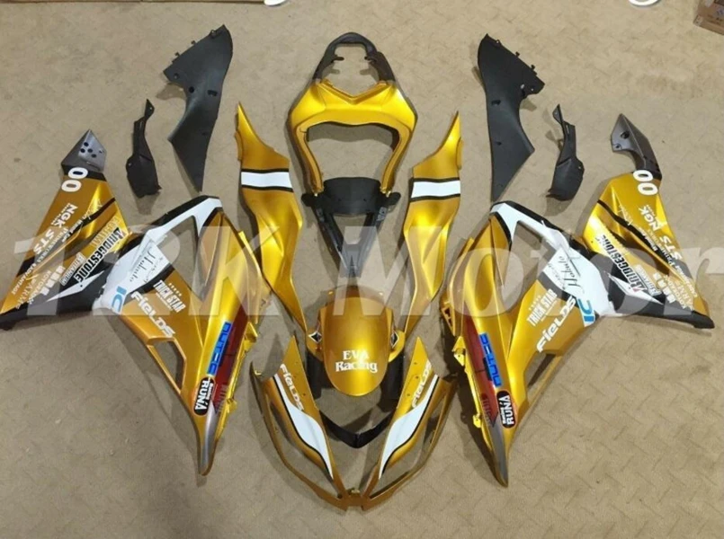 

4 Gifts New ABS Motorcycle Full Fairings kit Fit for Kawasaki Ninja ZX-6R 636 2013 2014 2015 2016 2017 Body set Golden white