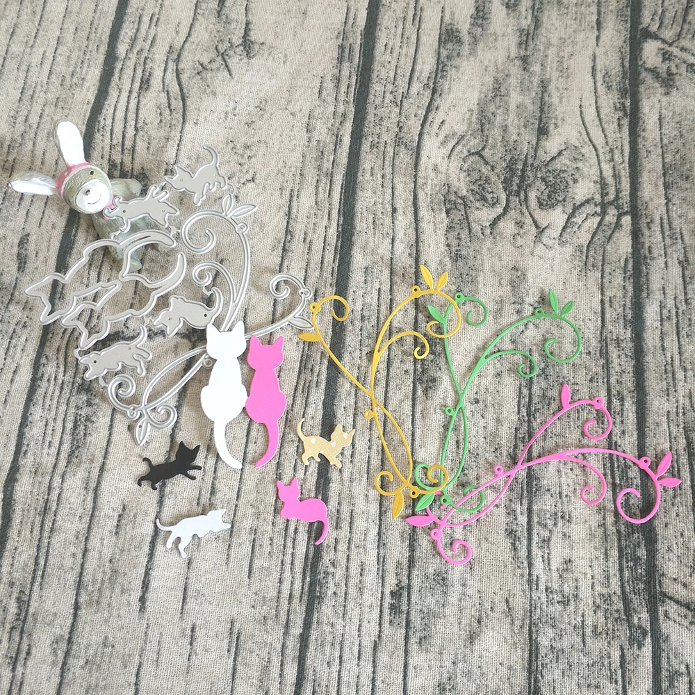 

New cute cats and vines cutting dies DIY scrapbook, embossed card making, photo album decoration, handmade craft