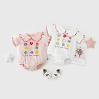 baby girls romper 2021 summer cute flower printed short sleeve baby princess bodysuit sunsuit newborn infant casual clothes