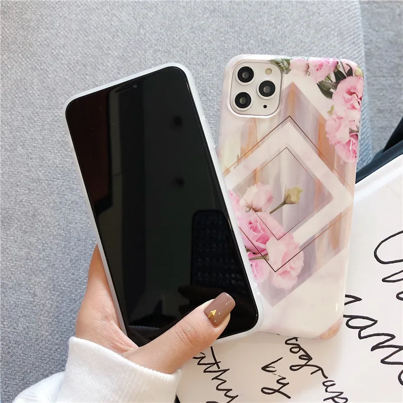 Lovebay мрамор ромб Цветы Живопись чехол для телефона iPhone 11 Pro X XS XR Max7 8 Plus