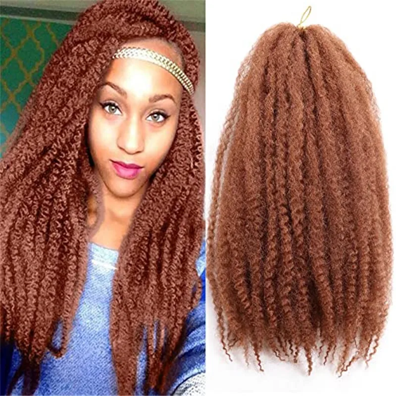 

Kong&Li Marley Braids Synthetic Afro Kinky Curl Crochet Braid Yaki Ombre Braiding Hair Extensions Bulk Black Brown Burg18inch