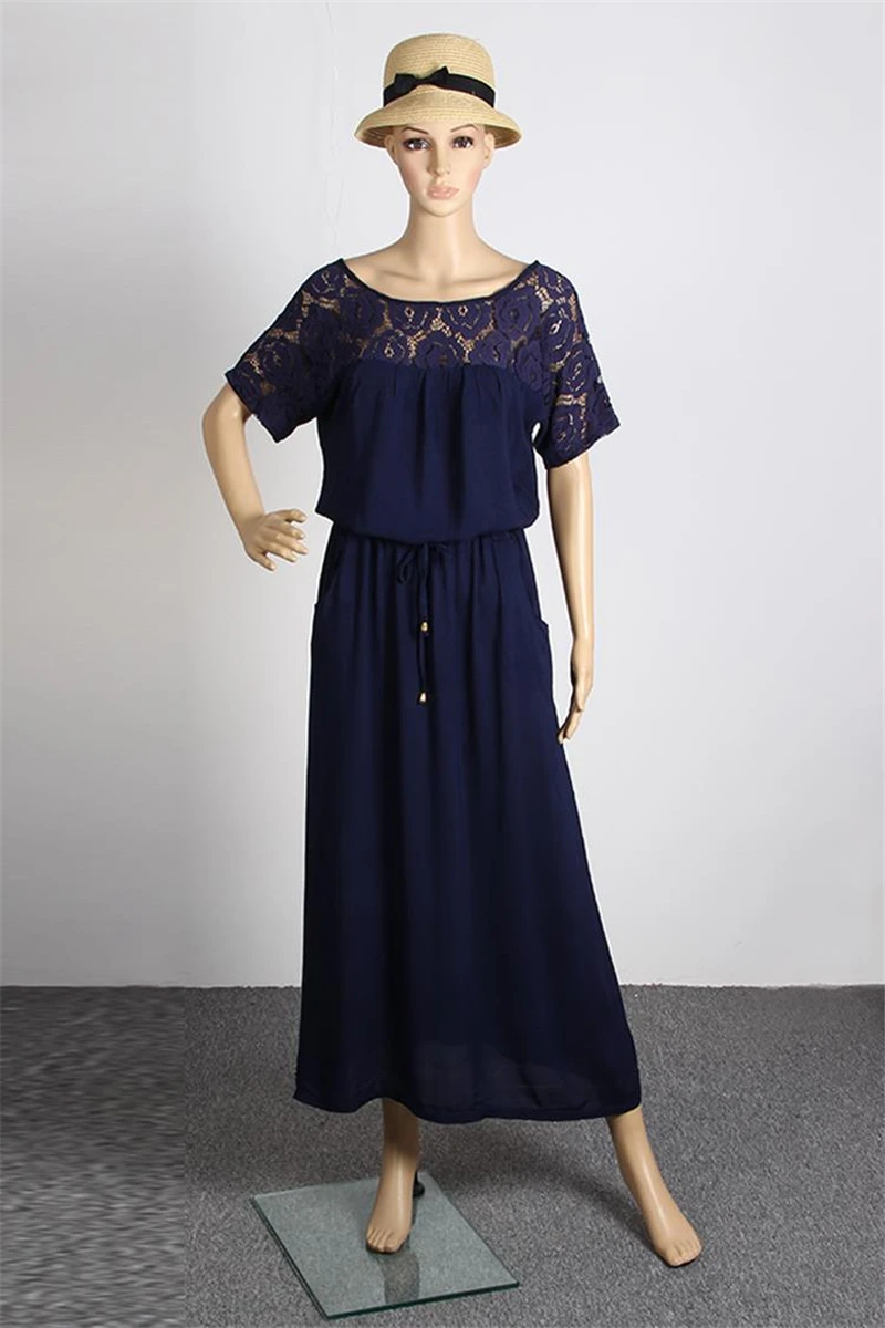 Кружевные платья высокого качества Robe Femme Ete шикарные платья размера плюс для женщин 4xl 5xl 6xl Sukienka Простое Элегантное платье с карманами