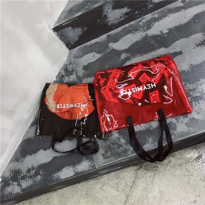 Женская прозрачная сумка большая через плечо из ПВХ для женщин пляжные дорожные