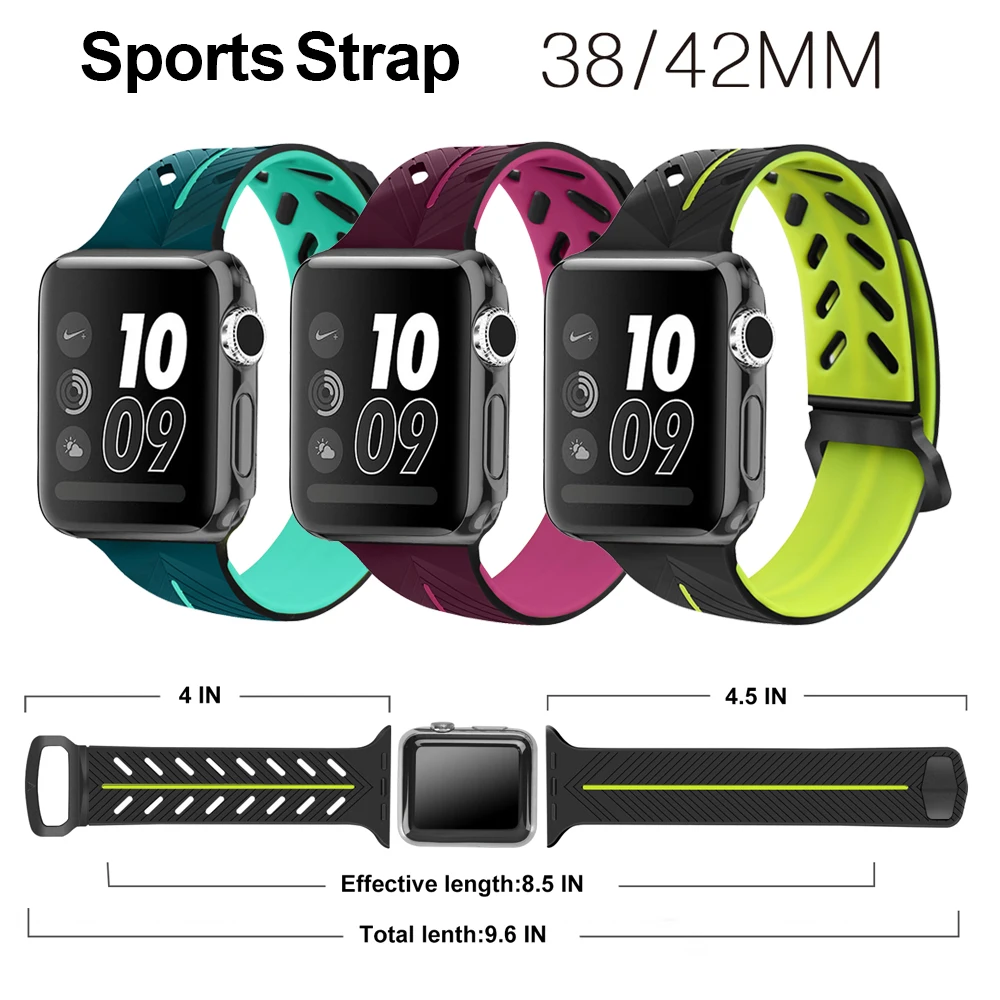 Ремешок для Apple Watch 38 мм 42 мм iWatch 4 ремешок 44 мм 40 мм спортивный силиконовый ремень браслет correa Apple watch 5 4 3 2 аксессуары