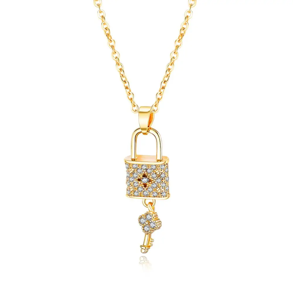 

OPK European and American fashion necklace jewelry copper and golden concentric lock ladies Necklace personal