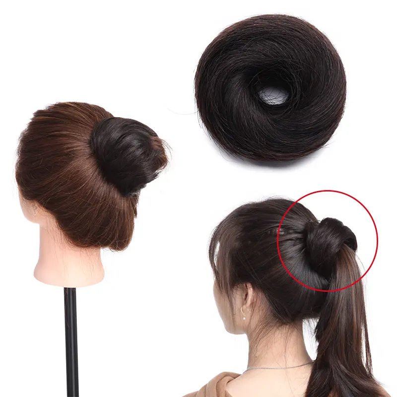 SEGO 23g 100% Real Human Hair Bundle Curly Hair Bun Scrunchies Updos Donut Chignon Hair Extensions Wrap Ponytail Remy Hairpiece