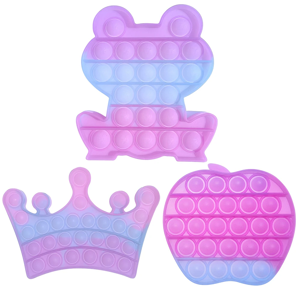 

New Fidget Reliver Stress Toy Rainbow Push Bubble Anti-stress Cartoon Gradient Silicone Fingertip Toys Decompression Crafts