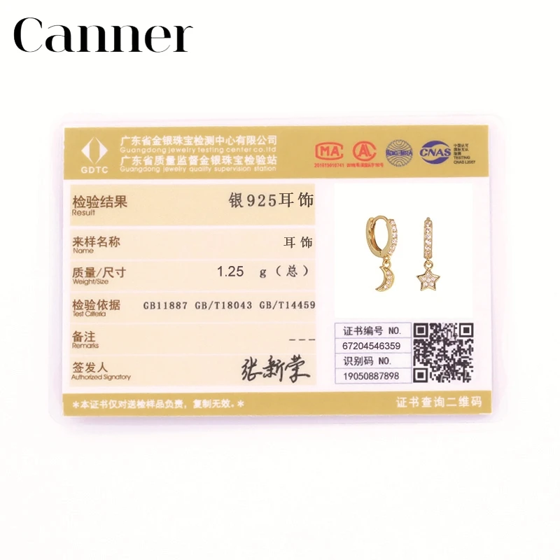 

Canner 100% 925 Sterling Silver Earrings For Women Luxury Moon Star Pendant Earrings Fine Jewelry Korean oorbellen pendientes W5