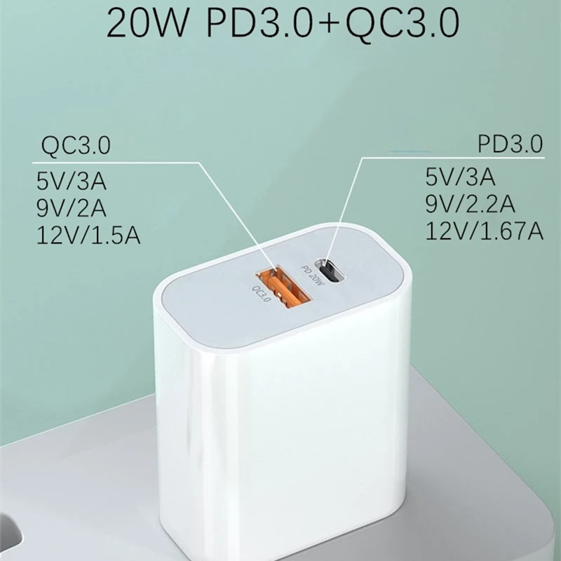 20 Вт PD3.0 + QC3.0 2 порты универсальное автомобильное зарядное устройство типа C для