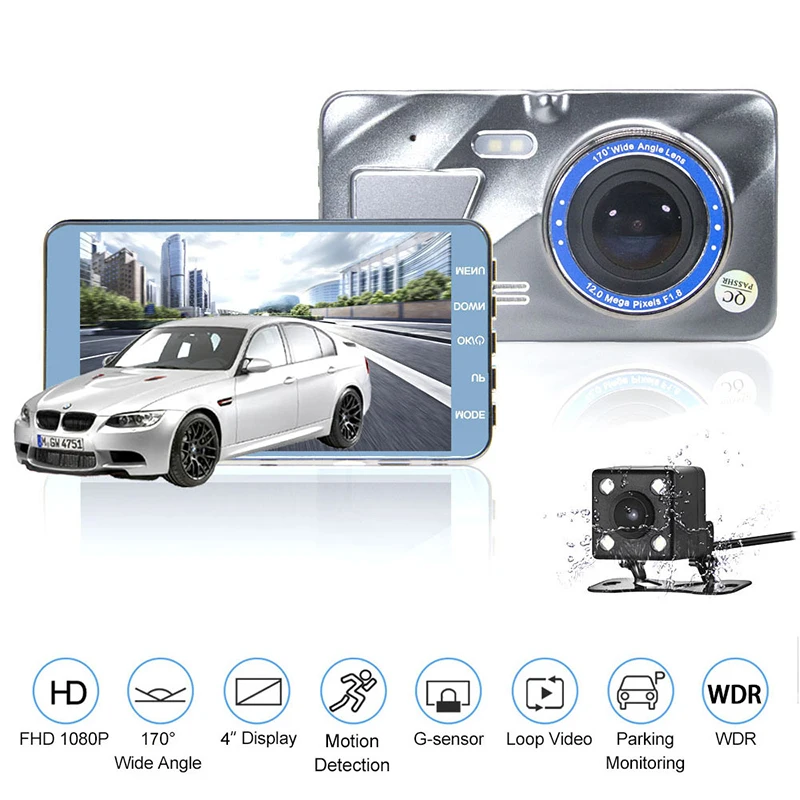 

2021 New 4 Inch Metal Case DVR Dual 1080P Front and Rear cameras HD Night Vision 160 Degree Driving Recorder
