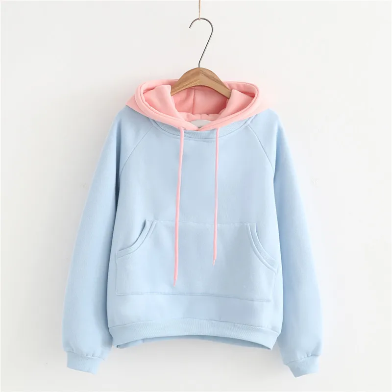 2019 Модные женские толстовки осень зима с длинным рукавом Однотонная Корейская