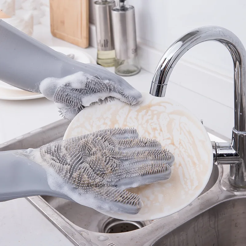 Волшебные силиконовые перчатки для уборки дома многофункциональные кухни