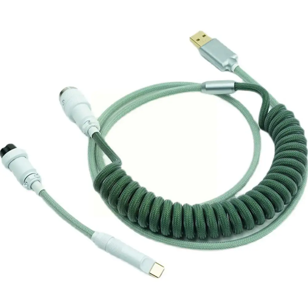 

Chrome-plated Aviation Plug Customized Mechanical Keyboard Data Cable For GMK Theme SP Keycap for Matrix Noah Theme Olive