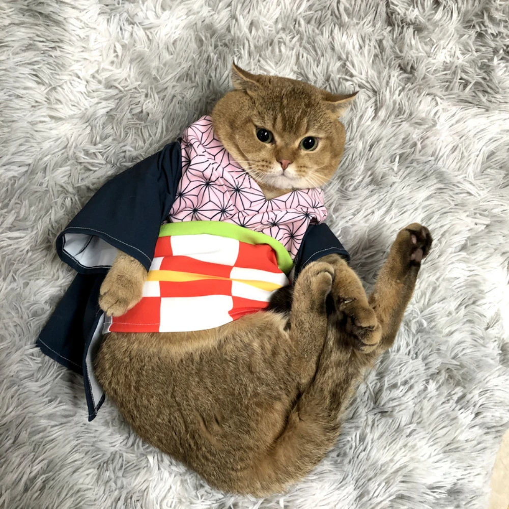 Anime Demon Slayer Cosplay Costumes for Cat Mascotas Ropa Para Gatos for  Kimono Perros Chiens Dress Pet Dog Clothes