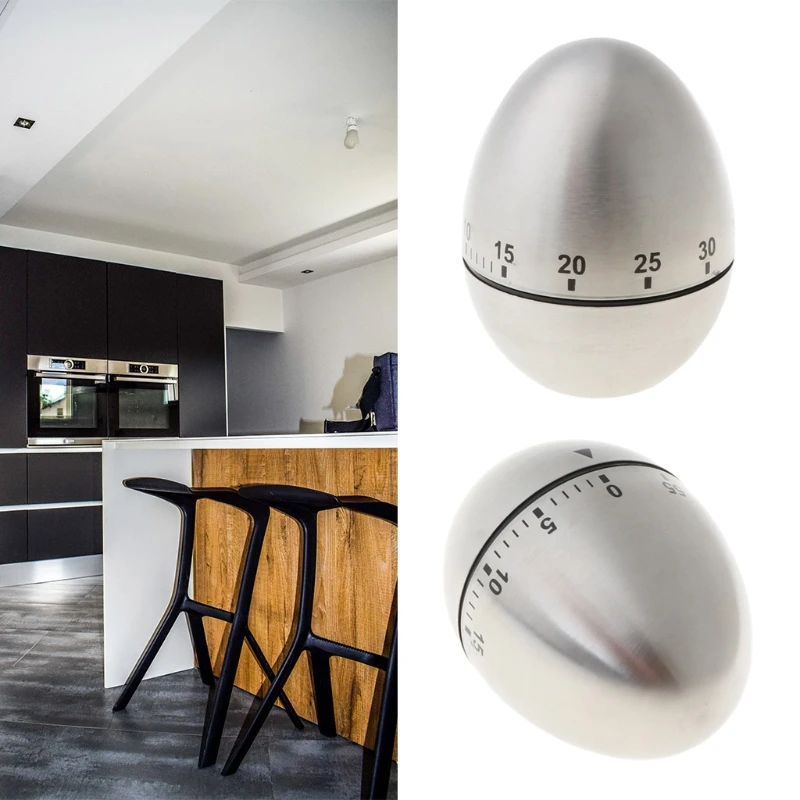

Stainless Steel Cooking Tool Mechanical Egg Kitchen Timer Alarm Clock 60 Minutes