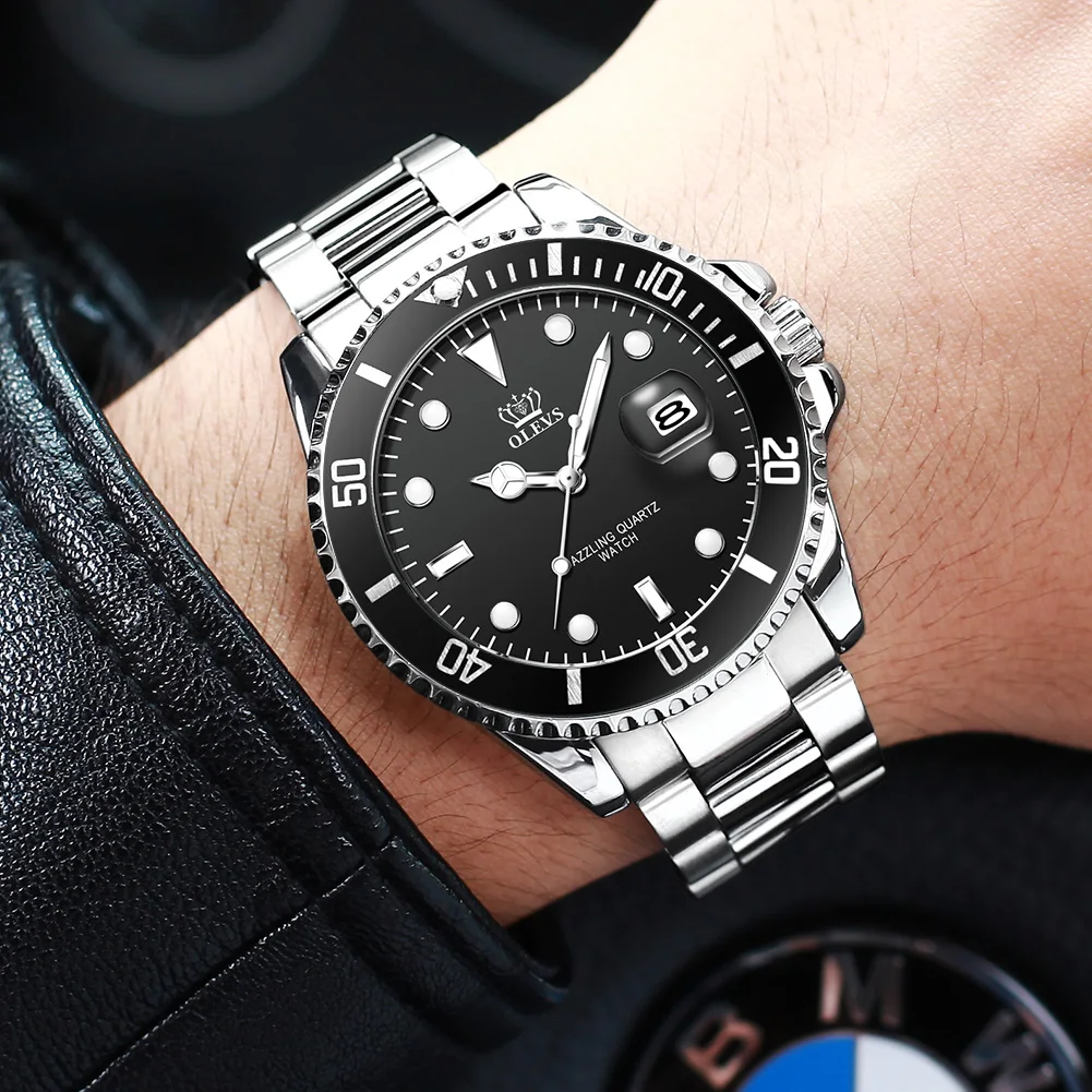 

Top luxury brand 30m waterproof stainless steel bracelet quartz watch gift for men