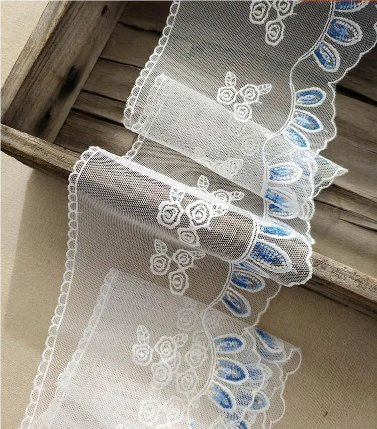 2 м/лот 12 см Ткань сделай сам кружево цвета слоновой кости синий сладкий кордат