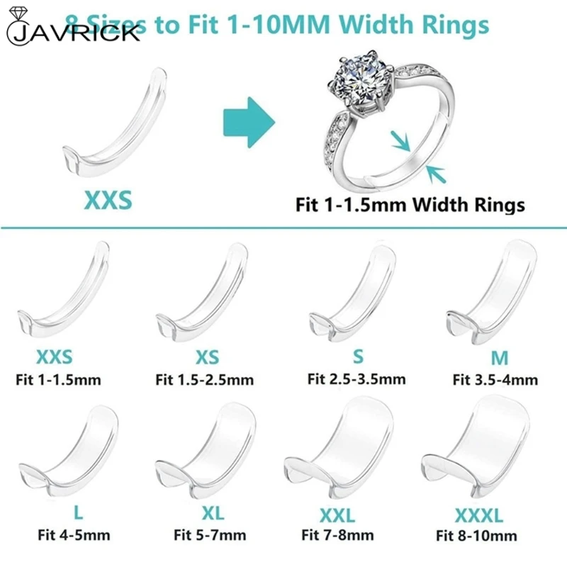 8 Sizes Silicone Invisible Clear Ring Size Adjuster Resizer Loose Rings Reducer Sizer Fit Any Jewelry Tools | Украшения и