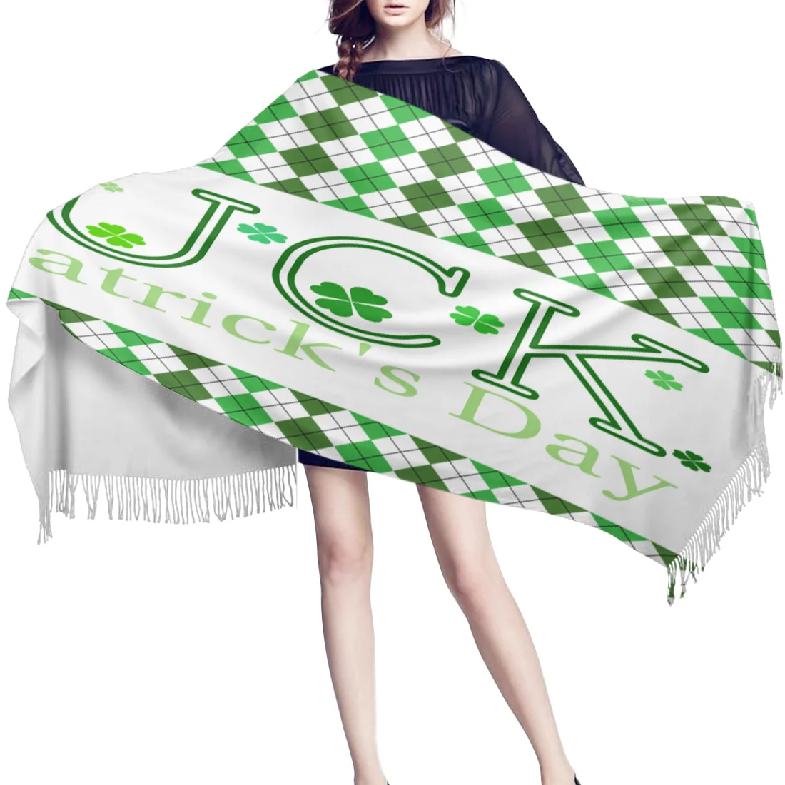 День Святого Патрика счастливый в форме листа клевера для шарфа унисекс толстые