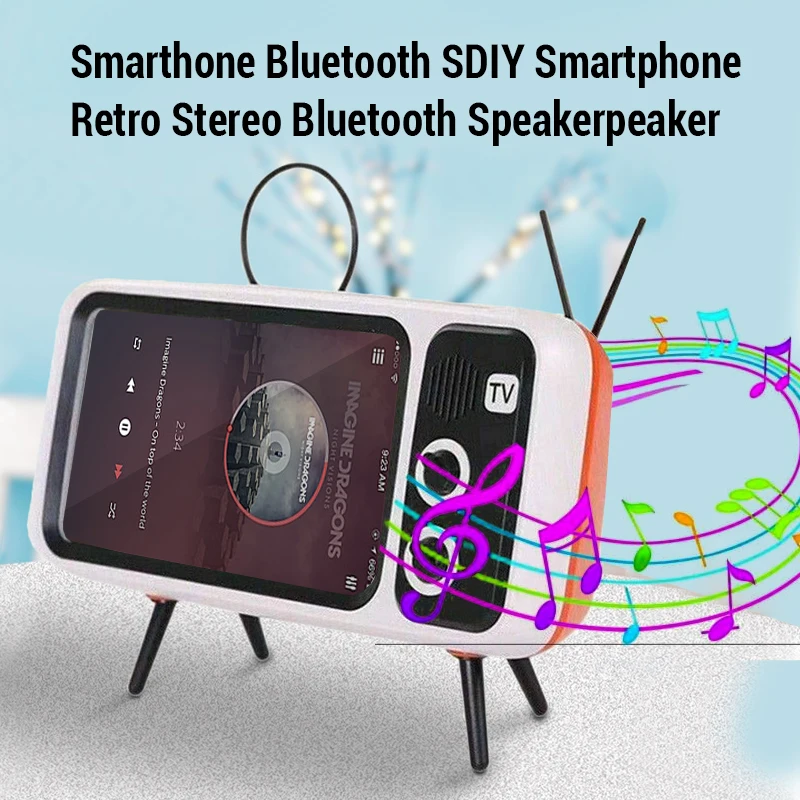 New Retro TV Mobile Phone Holder Stand Bracket Wireless Bluetooth-compatible Speaker Music Player Audio for Xiaomi Huawei IPhone |