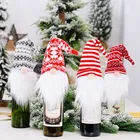 Рождественское украшение для винной бутылки набор безликих кукол Снеговики с лосем, тканевая крышка для бутылки для рождественской вечеринки принадлежности, домашний декор 2022