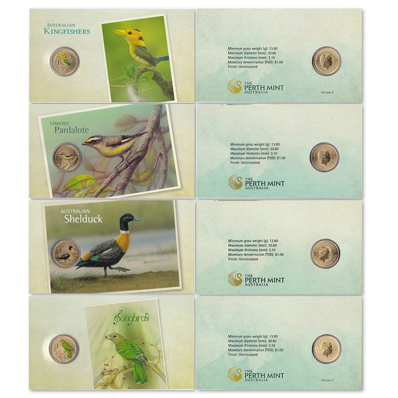 Набор из 4 юбилейных монет острова Тувалу Содружество Океании 100% настоящие