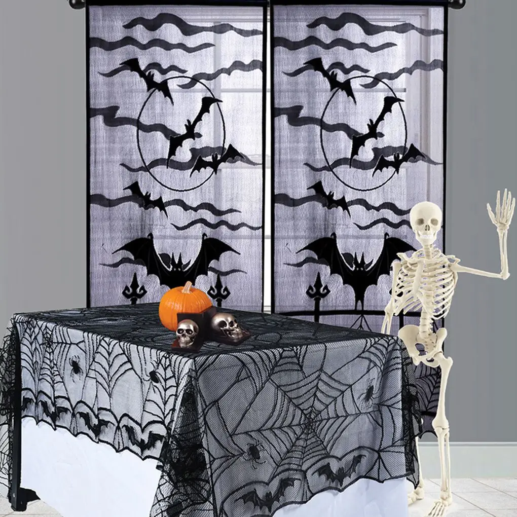 

2020 New Rectangular Lace Tablecloth Spiderweb Bat Table Cover Halloween Party Decor Supplies Table Cloth