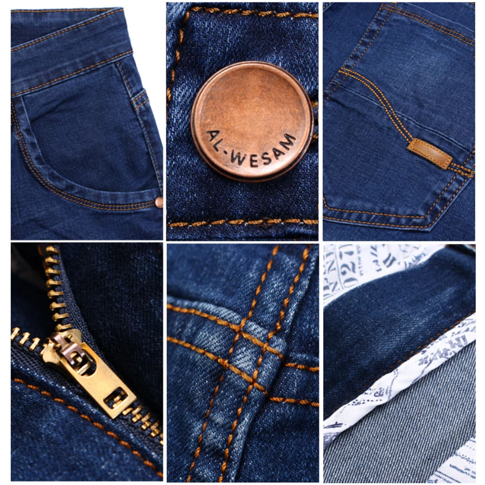 Spring Autumn Men Brand Smart Casual Jeans Elastic Comfort Straight Denim Pant Blue Black Male Stretch Classic Business Trousers