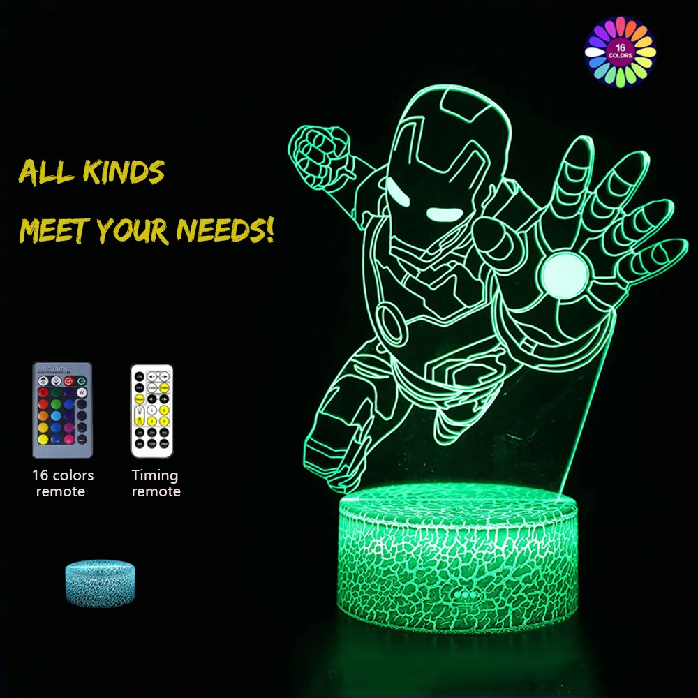 

Disney Marvel Iron Man 3D Table Lamp LED Light Visual Stereo Colorful Night Light Creative Birthday Gift Atmosphere Light