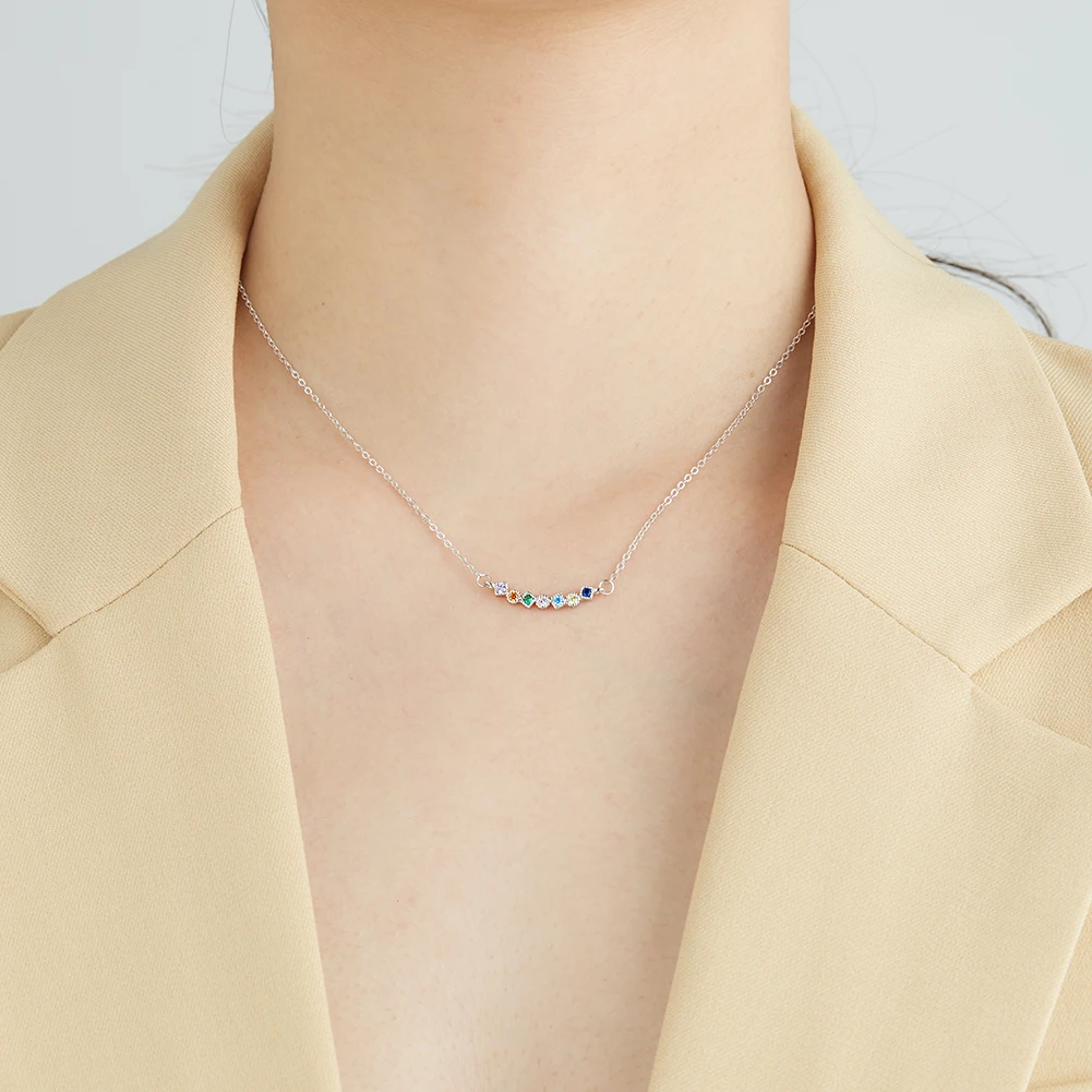 

SILVERHOO 925 Sterling Silver Necklace For Women Fine Jewelry High Quality Color Cubic Zircon Lady Necklace Hot Star Products