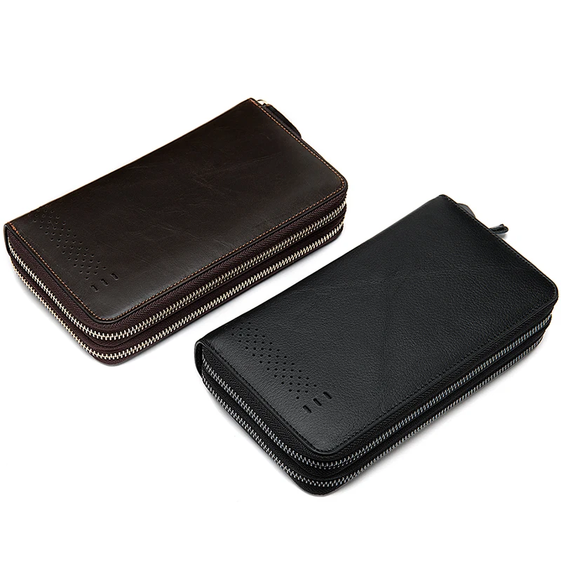 Роскошный модный мужской кошелек из натуральной кожи тонкий длинный клатч с