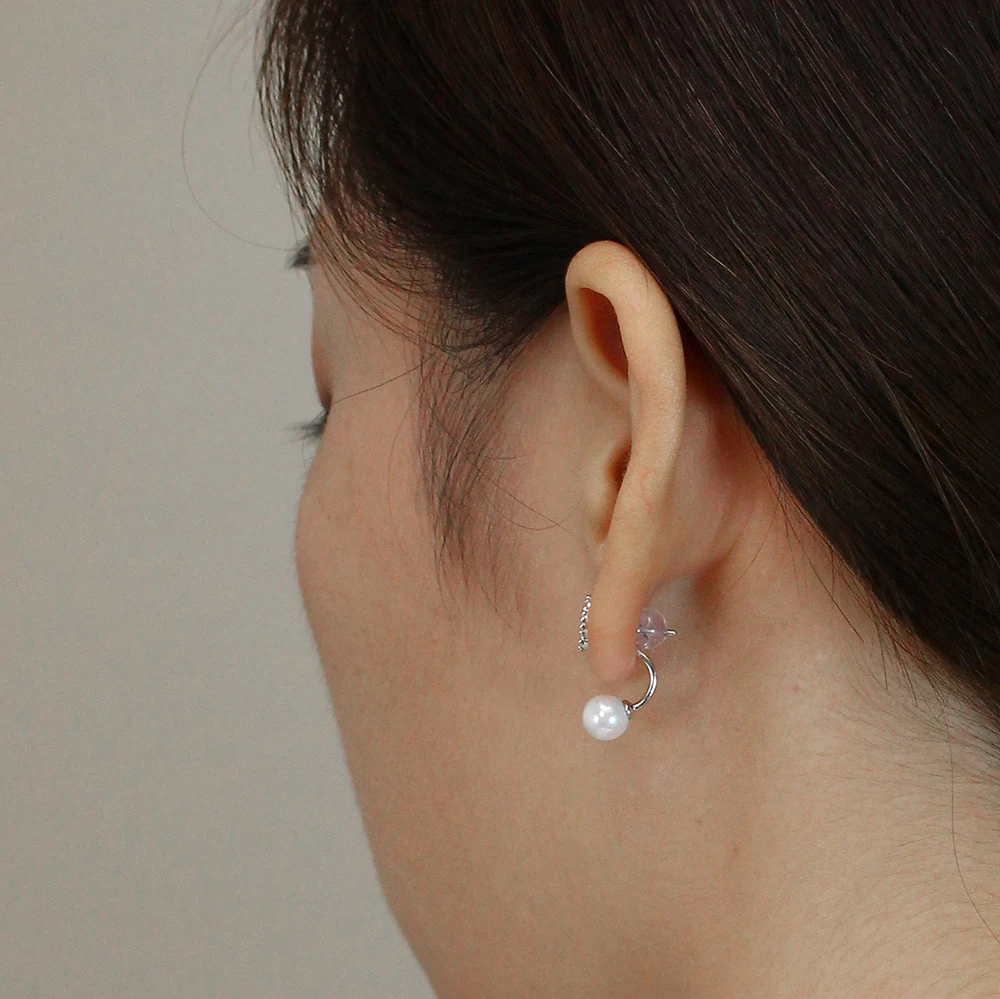 

925 Sterling Silver Black Ceramic Earrings, Natural Pearl Rhodium Plated Gold, Classic Style For Women Earrings Jewelry