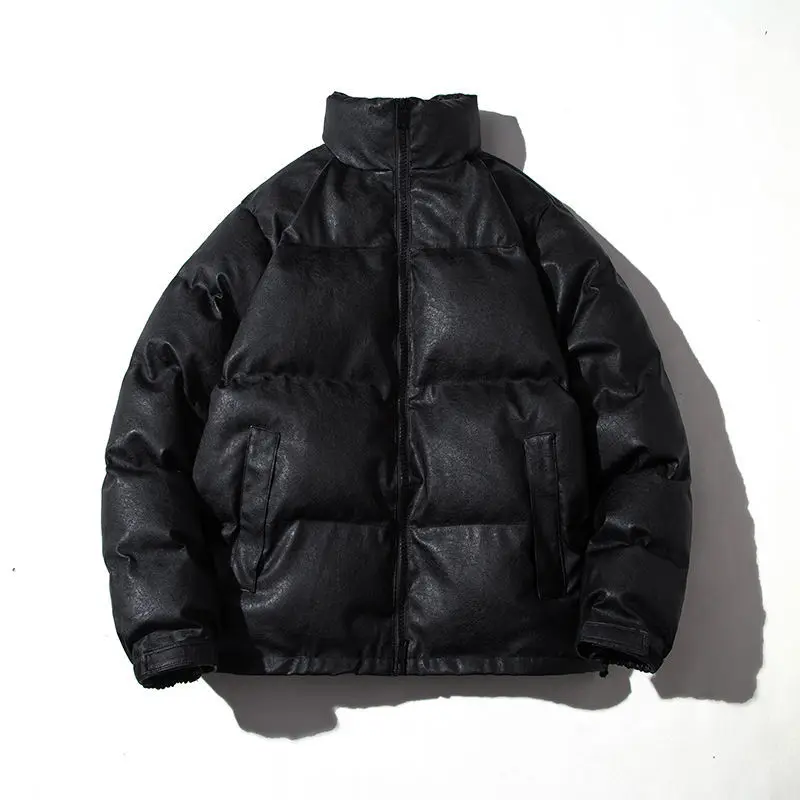 Winter Korean Version Trend Loose Thickened Leather Cotton Jacket Couples Bread Clothes Unisex Cotton Jacket Winter Jacket Women