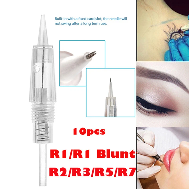 

10pcs R1/R1 Blunt/R2/R3/R5/R7 Disposable Screw Tattoo Needles Cartridge Microblading Pen Permanent Makeup Machine Accessories