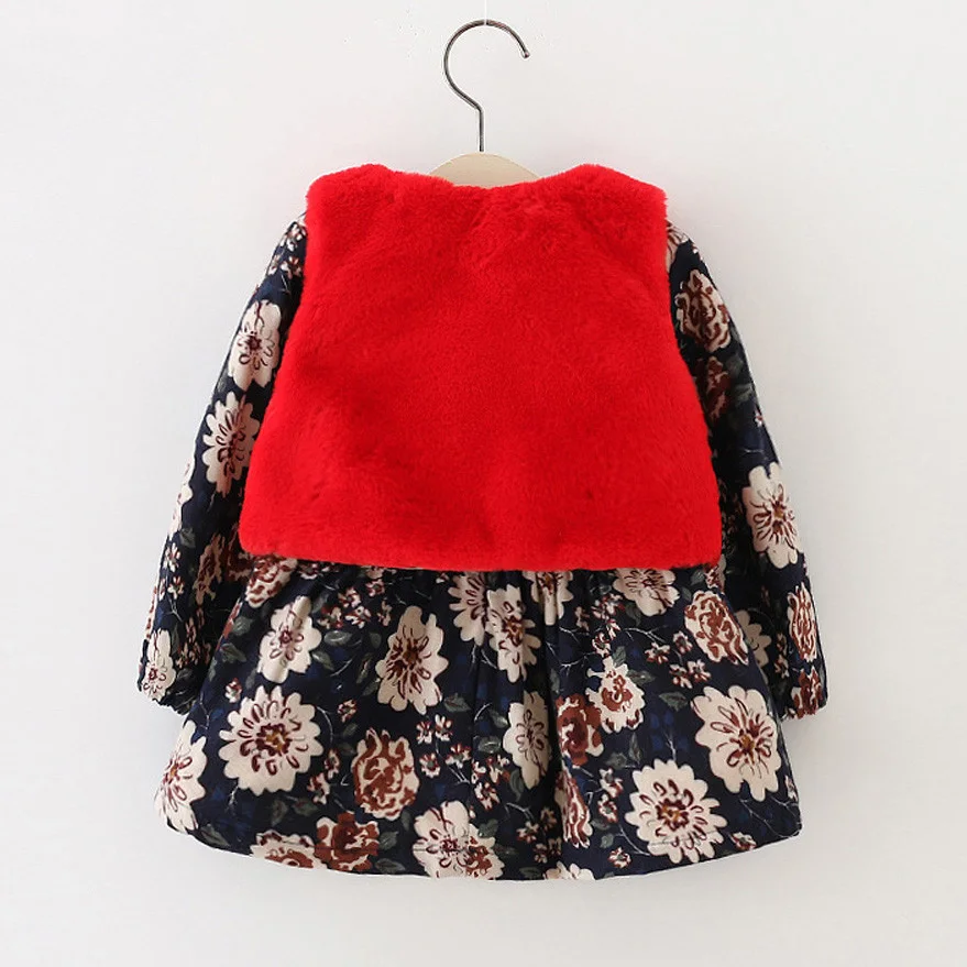 Новинка 2019 года шубка на меху для маленьких девочек комплект жилета с цветочным