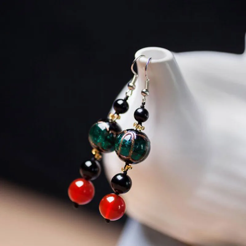 Новые оригинальные винтажные цветные глянцевые серьги серьги-подвески с