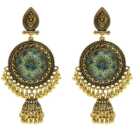 A Индийские серьги для женщин Jhumka Золотая кисточка Большие колокольчики висячие серьги жажда цветок Афган Египетский Цыганский Тюрк этнические ювелирные изделия - Окраска металла: A