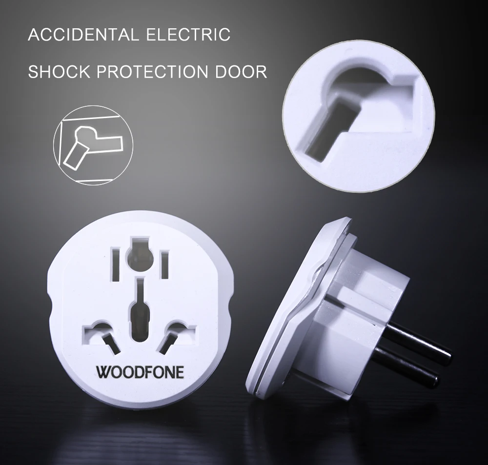 Универсальный Переходник WOODFONE евровилка стандарта 16 А 2 розетка для круглых