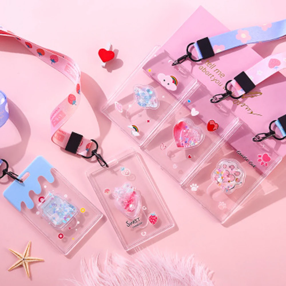 

Quicksand Document Card Set Girl Student Access Card Meal Card Bus Card Lanyard Card Name Id Badge Holders
