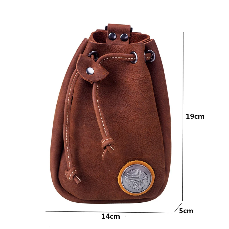SIMLINE 100% Genuine Leather Belt Waist Bag Pack For Men Male Vintage Handmade Small Mobile Phone Case Cellphone Holder Pouch images - 6