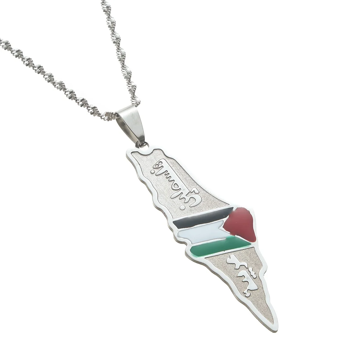 Enamel Gold Color Arabic Hebrew Israel Palestine Map Flag Pendant Necklaces For Women Gifts Israeli Jewelry images - 6