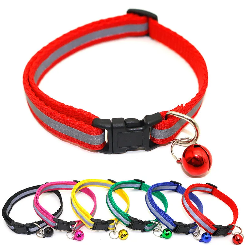 Glow in the Night Cute Dog Collar Buckle Bell Strap Adjustable strap Glossy Reflective Safety Pet | Дом и сад