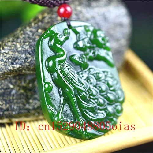 Натуральный зеленый китайский нефрит подвеска на ожерелье Павлин модные