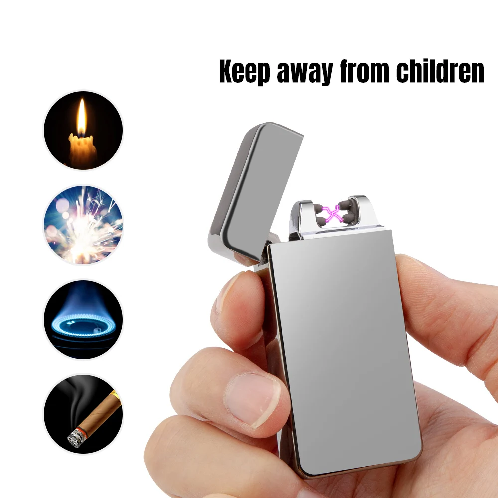 Двухдуговая Индукционная Зажигалка плазменная USB меняющаяся ветрозащитная беспламенная электрическая зажигалка электронная сигарета зажигалка импульсная
