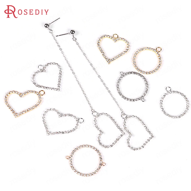 

(F565) 10 шт. латунь со стеклянным горным хрусталем Круглый Круг и сердце Подвески самодельные ювелирные изделия аксессуары